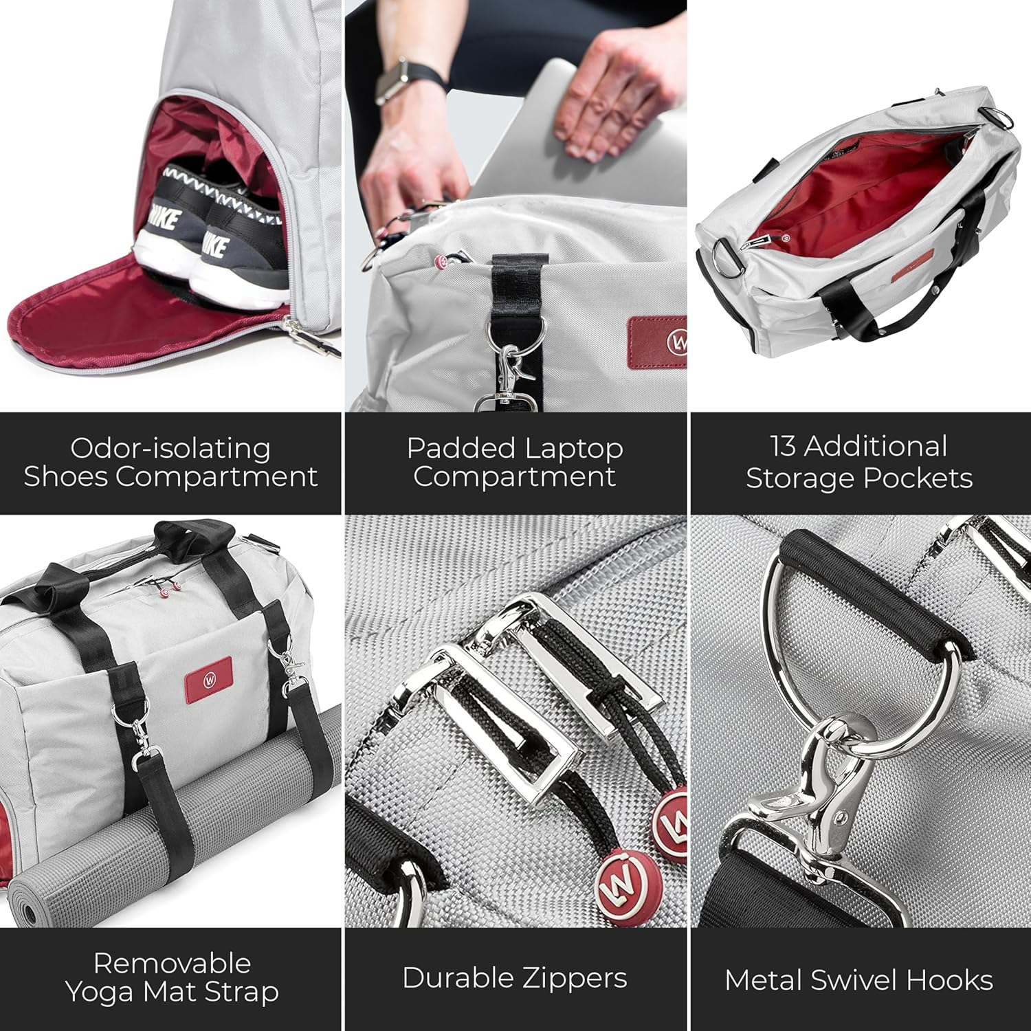 Live Well 360 Gym Duffel Bag for Men or Women – Bag with Shoe, Laptop & Wet Compartment - Perfect Sports or Workout Shoulder Bag with Multiple Compartments – CrossFit, Yoga, Boxing - THE LUXX