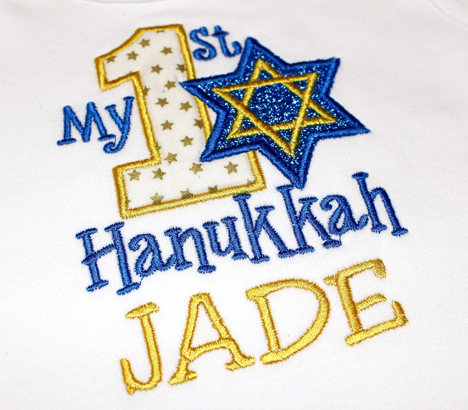 My First Hanukkah Jewish Holiday Unisex Bodysuit Personalized with Baby Name
