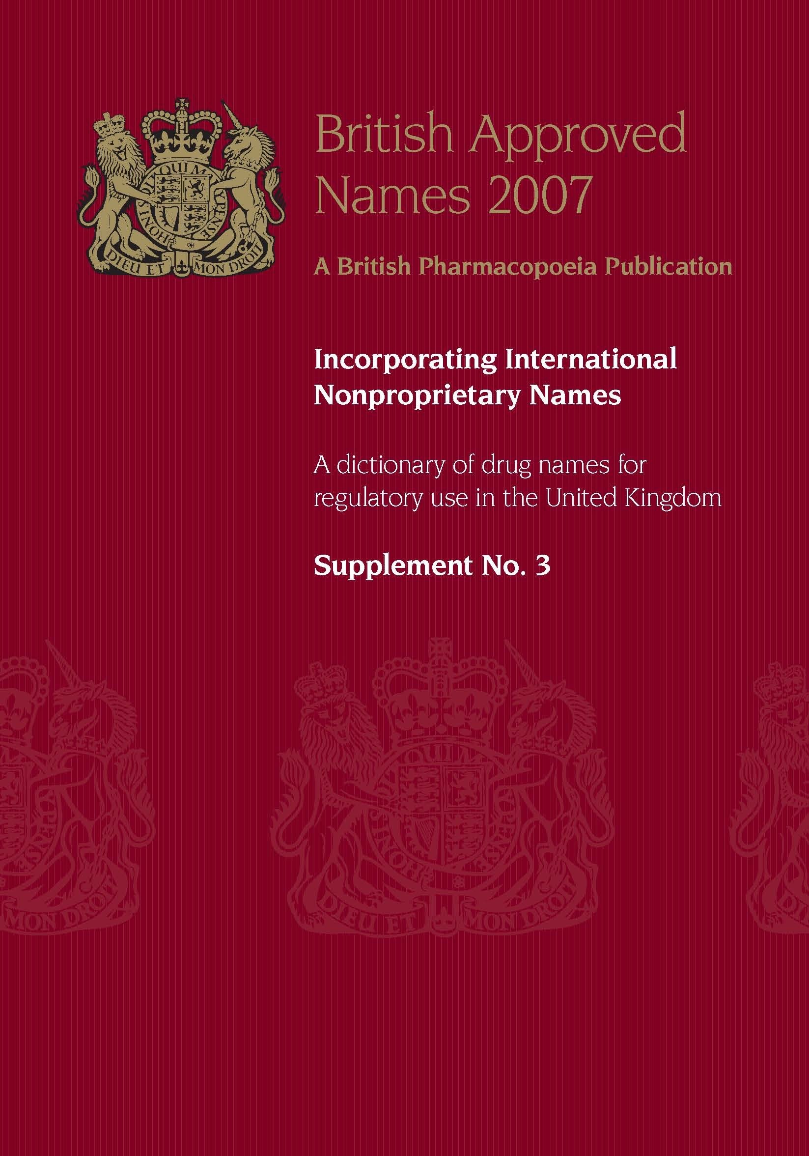 British Approved Names: 2007 Supplement 3