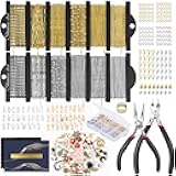 HUISUYTON 18K Gold Necklace Chain Kit for Jewelry Making, 59FT 12Rolls Bracelet Chains with Charms/Pliers/Jump Rings/Lobster Clasps Accessories for DIY Necklace Bracelet Making
