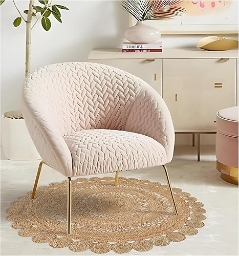 Miniatura 5 de Bedding Craft Alfombra redonda tejida a mano de yute de hilo natural de 3 pies con estilo trenzado reversible, ideal para dormitorio, cocina, sala