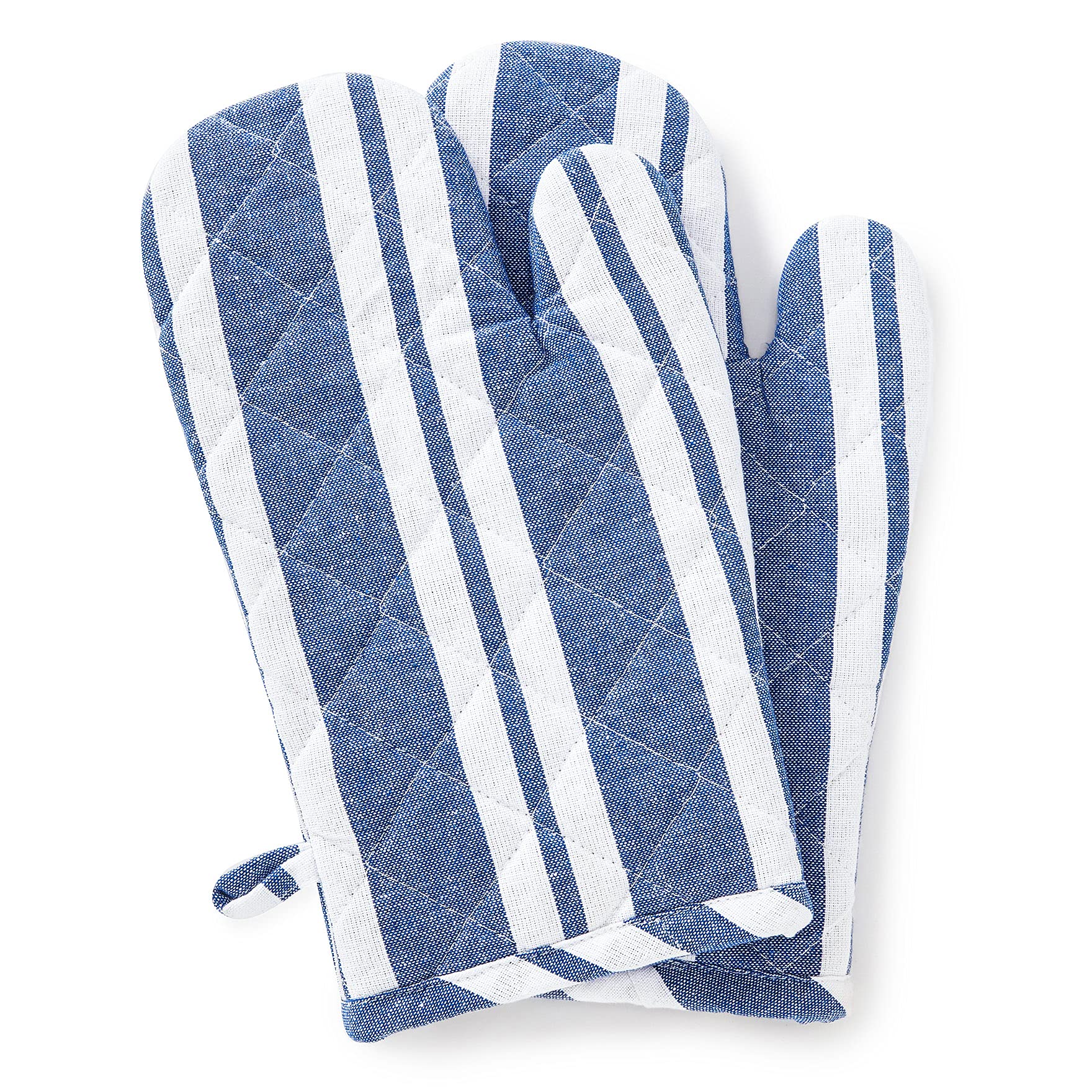 Encasa XO Oven Gloves, Quilted Cooking Mitts, Heat Resistant Blue
