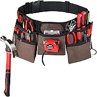 GlossyEnd 19-Pocket Heavy Duty Tool Belt Apron - Adjustable 33-50" Poly Web Belt, Quick Release Buckle for Contractors & Carpenters