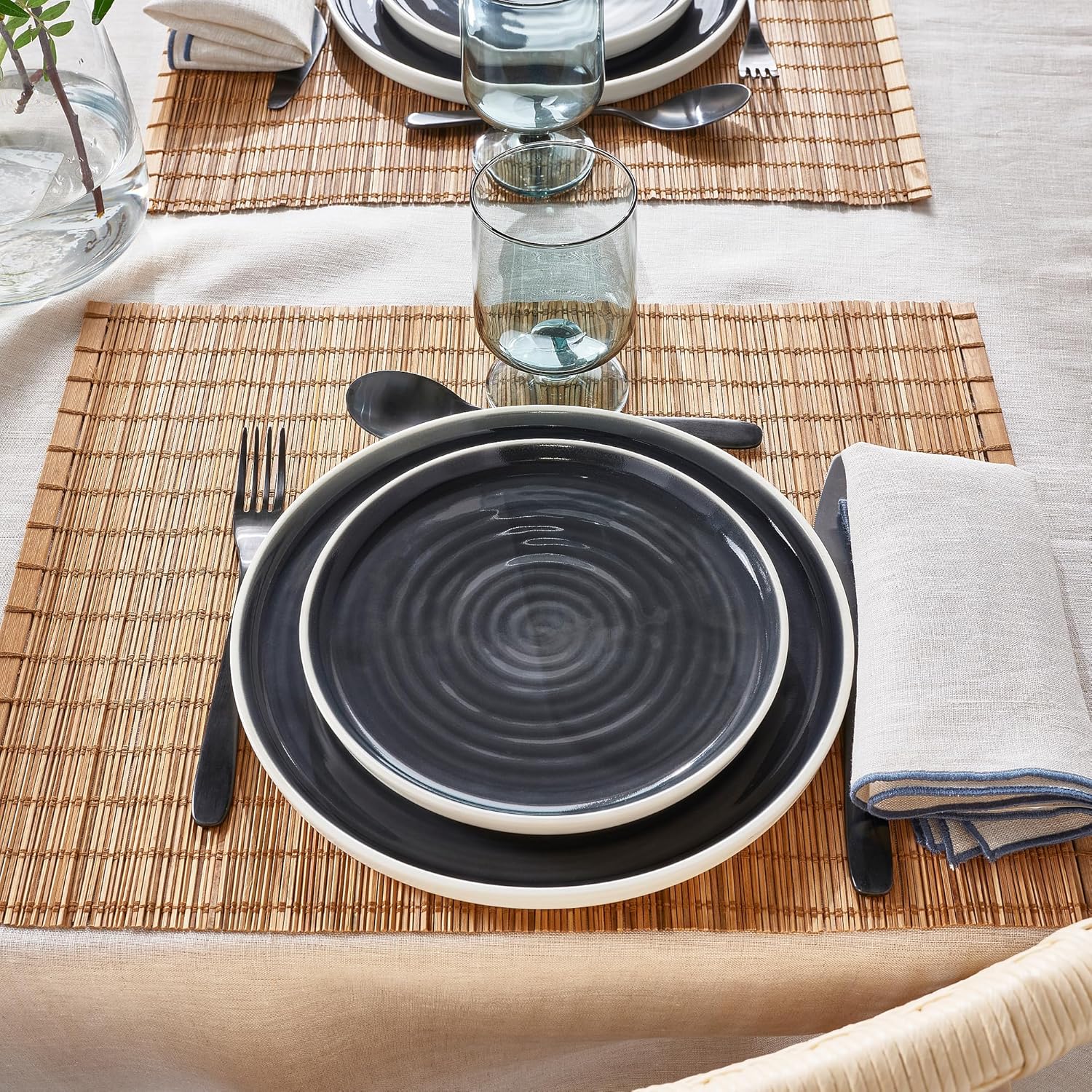 OMBONAD Side plate, dark grey, 20 cm