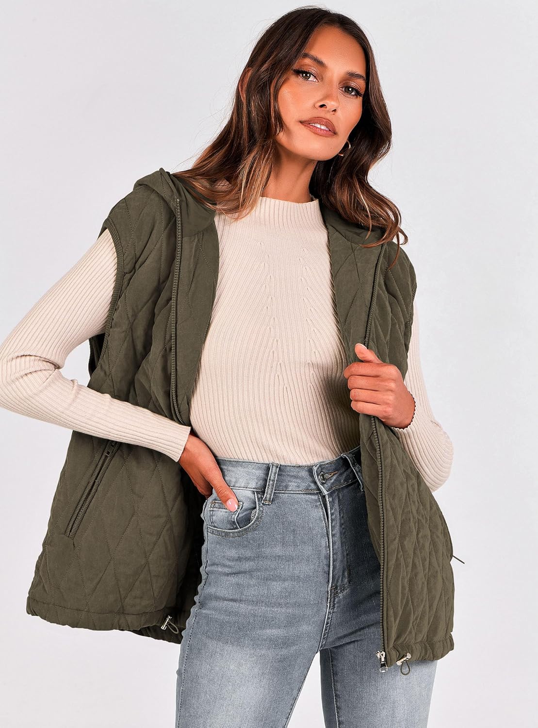 PRETTYGARDEN Women's 2026 Fall Spring Vest Casual Sleeveless Hooded Zip Up Jacket Trendy Winter Coat Outerwear - Image 7