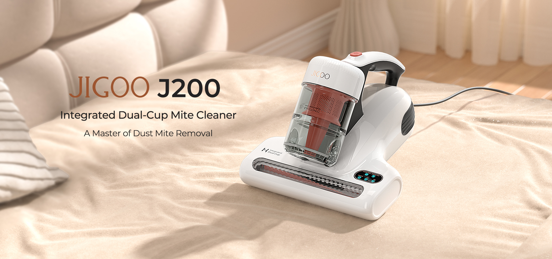 JIGOO Mattress Vacuum Cleaner UV Sanitizing, 99.9% High Efficiency