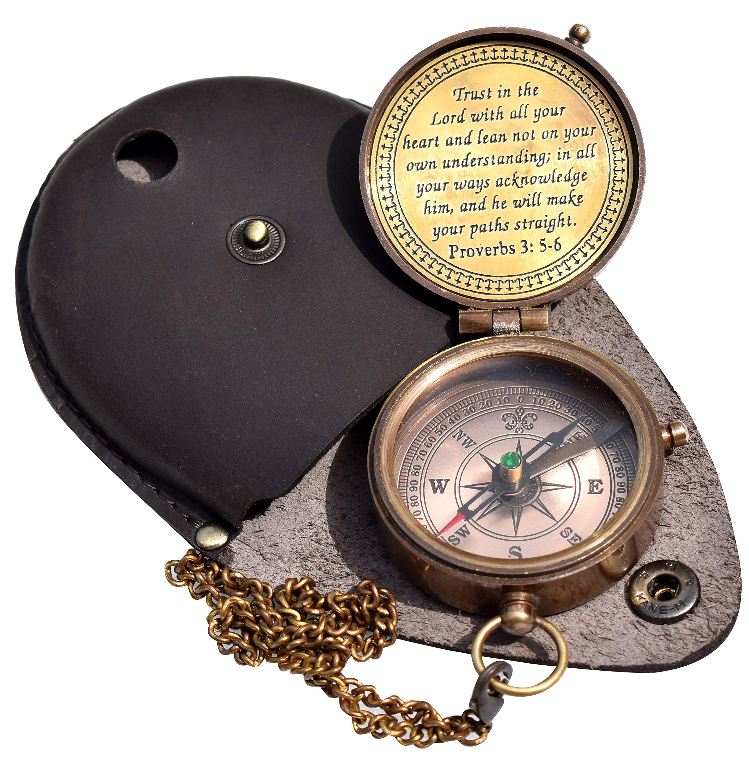 A S Handicrafts Trust in The Lord with All Your Heart Engraved Compass, Proverbs 3: 5-16 Engraved with Gift Compass, Graduation Day Gifts, Religious Gifts, Missionary Gifts, Christian Gifts