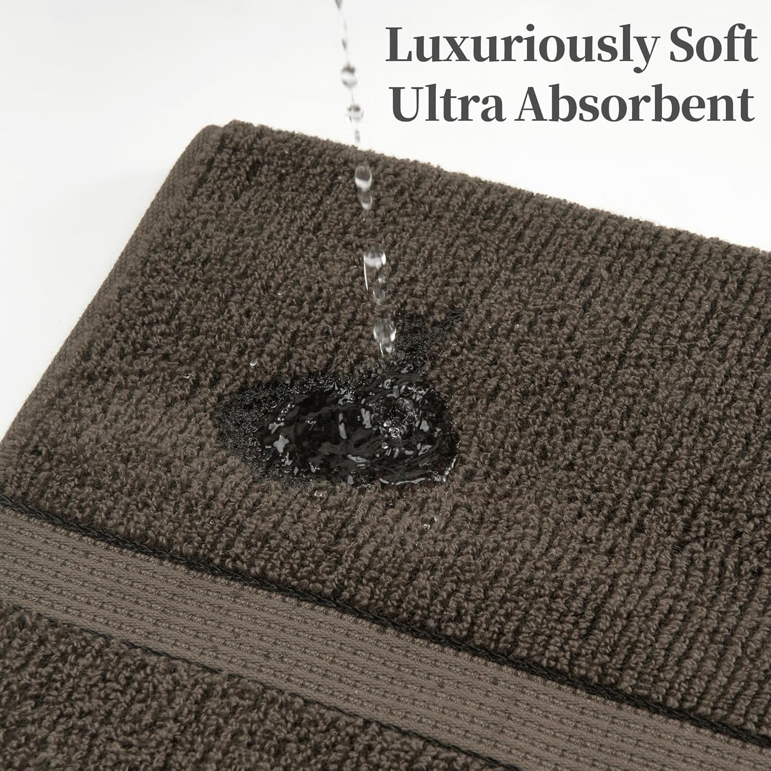 VOOVA & MOVAS Soft & Thick Cotton Hand Towels, 4-Piece Set, 32"x16" 500GSM - Quick Dry, Highly Absorbent for Bathroom, Shower, Gym, Spa, Hotel, Brown