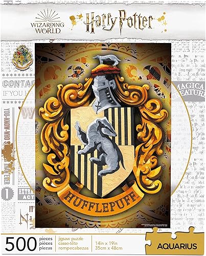 Aquarius Rompecabezas de Harry Potter Escudo de Hufflepuff (rompecabezas de 500 piezas)  Con licencia oficial de Harry Potter  14 x 19 pulgadas
