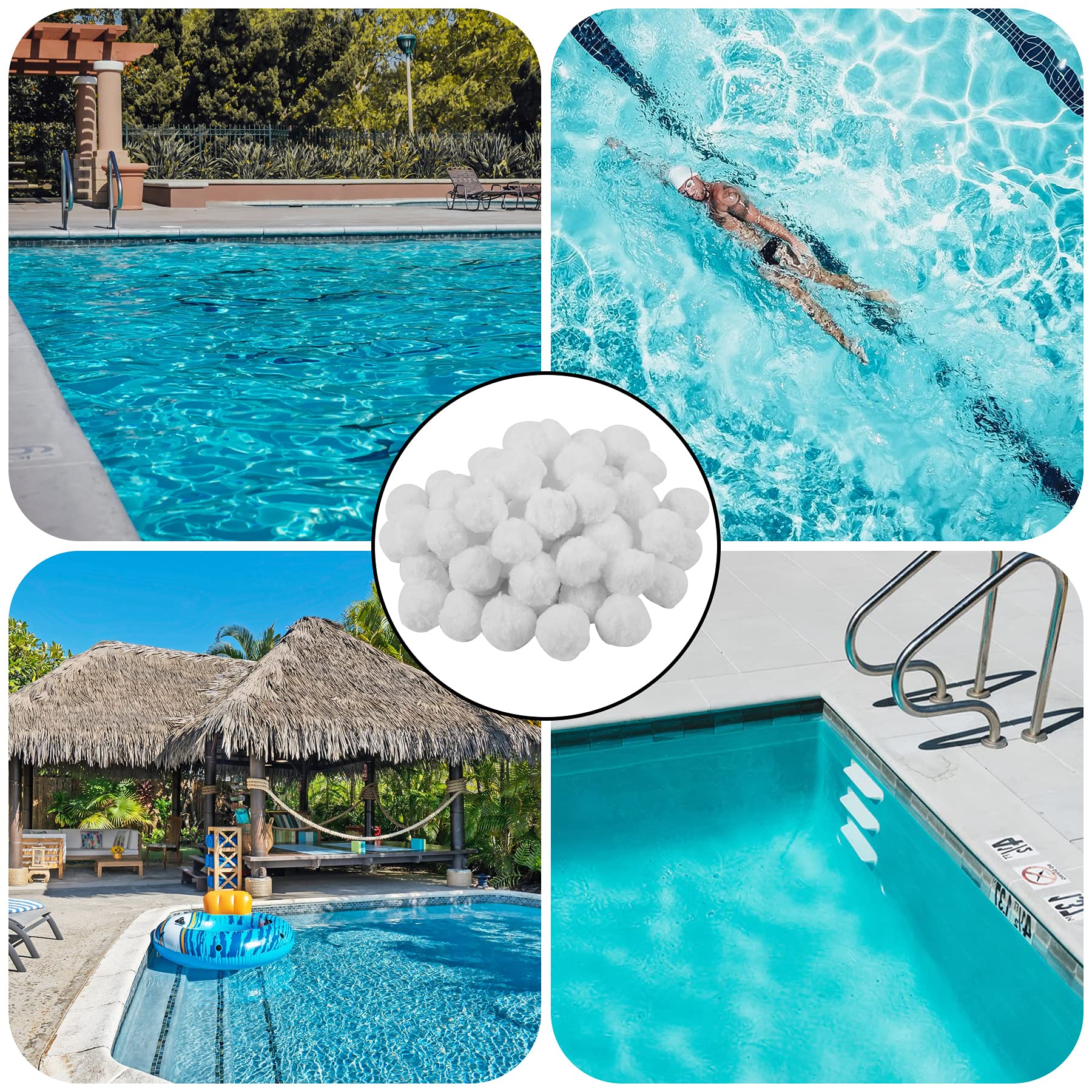 Forever Speed Balles filtrantes de 1400g pour systèmes de filtration à sable Convient pour les filtres de piscine,les installations de filtration de piscine et les aquariums Balles filtrantes blanches