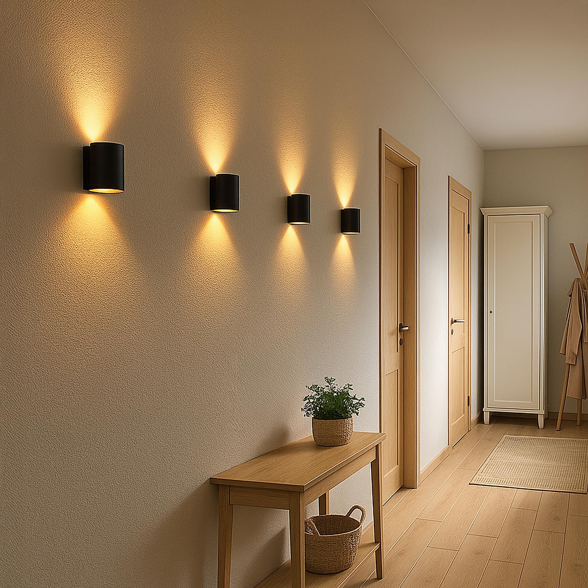 TUANI Wandleuchte Innen schwarz rund Gold Design Up Down Leuchte Fassung für 1x G9
