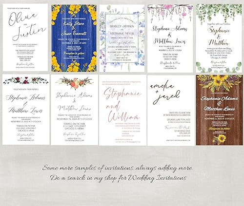 Miniatura 4 de Personalized Wedding Invitation with Envelopes - Rose Arch