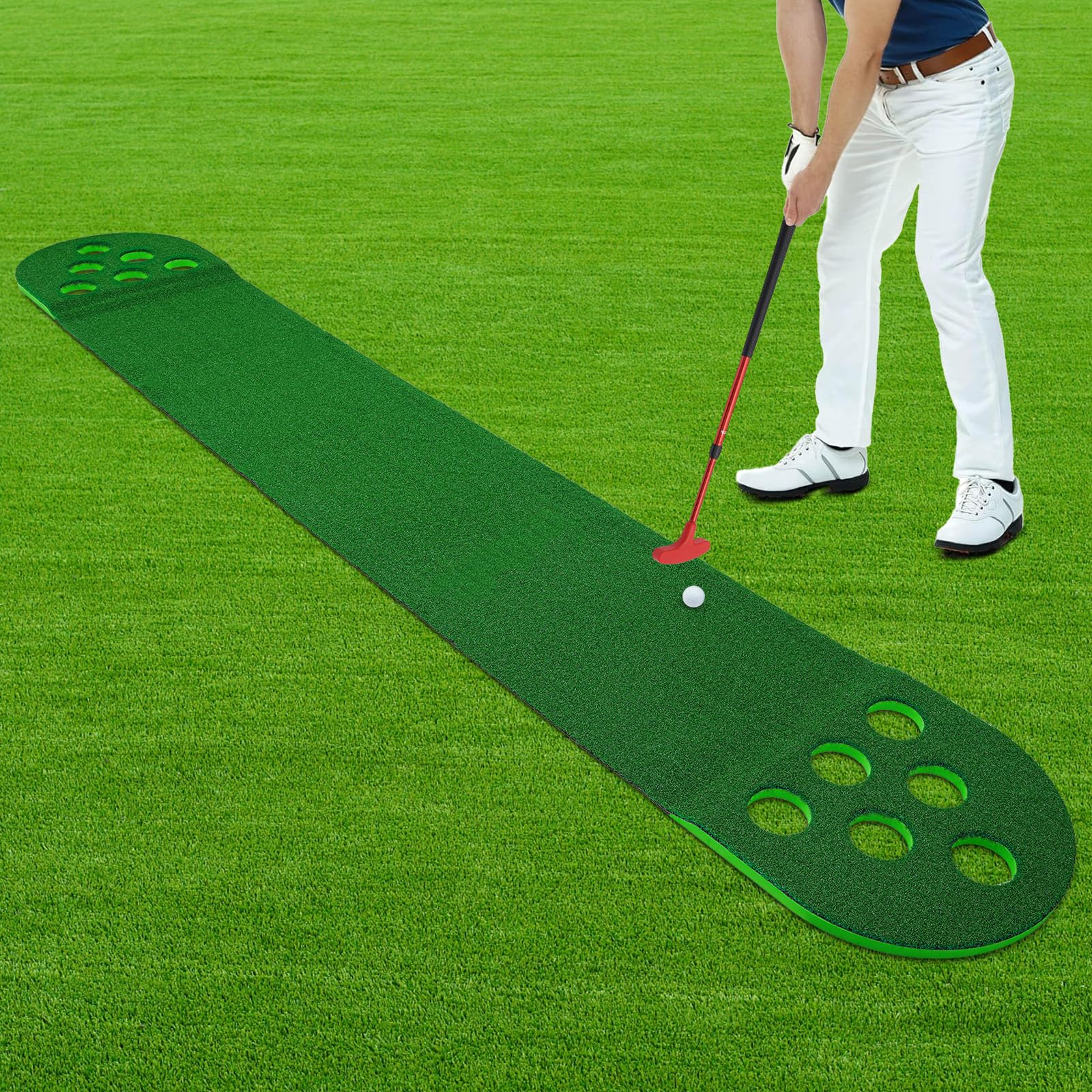 Mini Golf Course, Putter Golf Pong, Golf Game, Putting Green Indoor, Golf Putting Mat, Golf Stuff?Golf Putting Green for Indoor & Outdoor Party Game Use