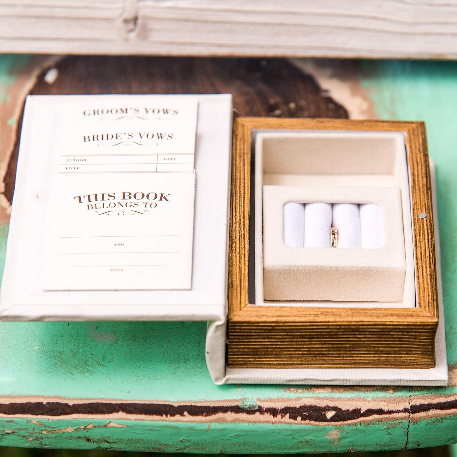 WEDDINGSTAR "A Promise Made Vintage Book Inspired Jewelry Box