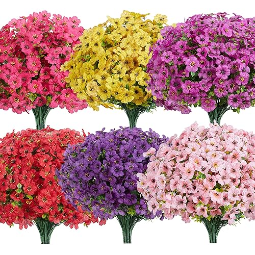 InnoGear Artificial Flowers for Outdoors, 12 Bundles UV Resistant Fake