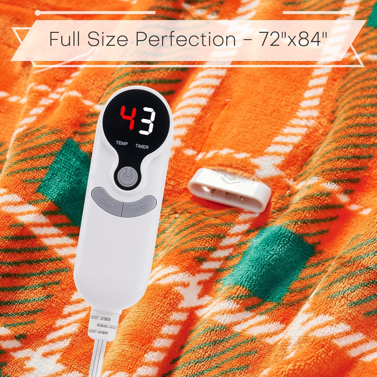 LUXIAN Electric Heated Blanket Full Size 72"x84" - Microplush & Sherpa Fabric Dual-Sided, 9 Heat Settings & 1-10 Hours Auto Off, Cozy Warming Throw for Home, Office, or Bed, Machine Washable, Orange - Image 6