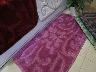Pago Poco Alfombra de baño o alfombra con base antideslizante de color liso, todos los colores, medidas: 60 x 110 cm, de polipropileno, fabricada en Italia, color lila