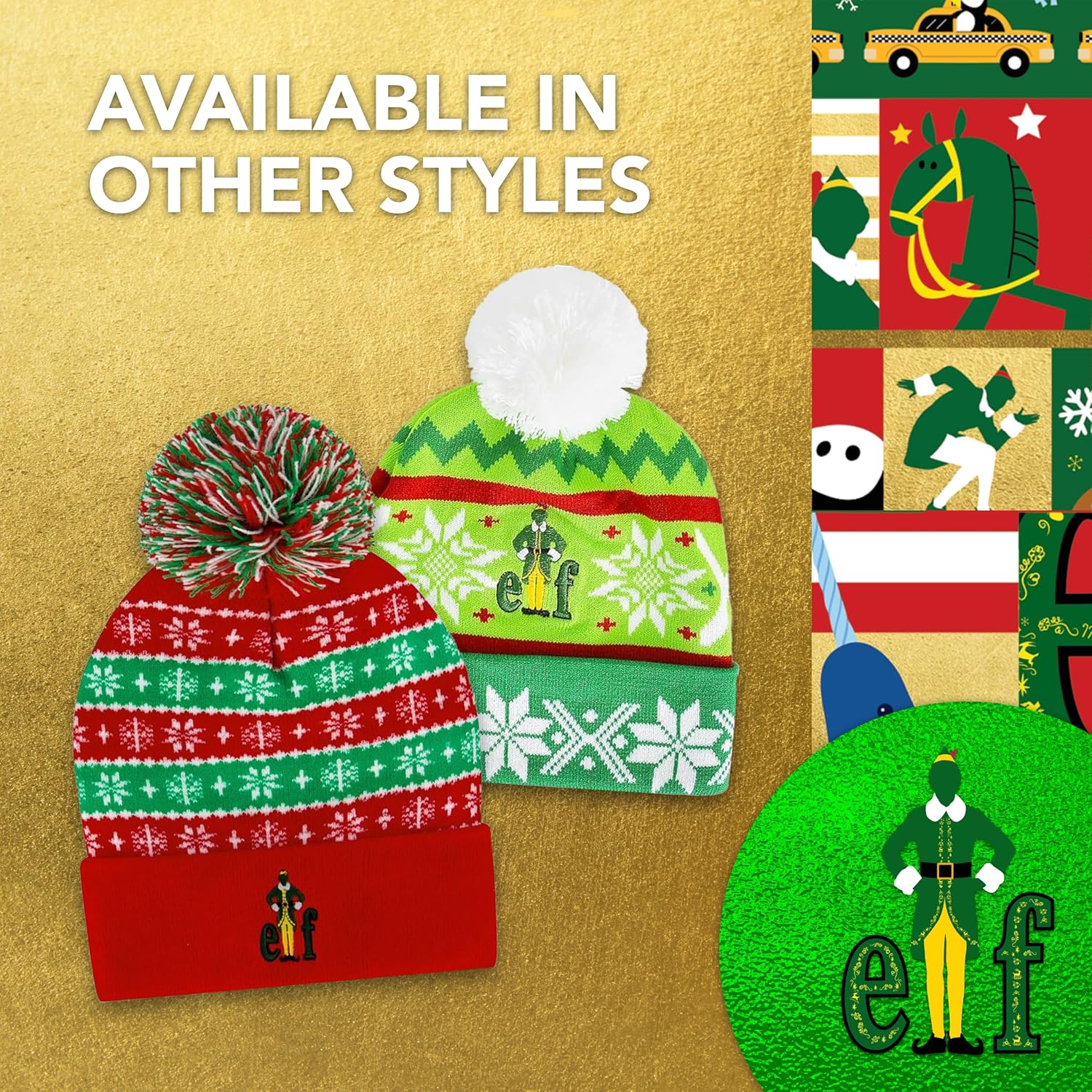 Elf Movie Beanie Hat, Buddy The Elf Son of a Nutcracker Christmas Adult Winter Knit Cap with Cuff and Pom, Red, One Size - Image 6