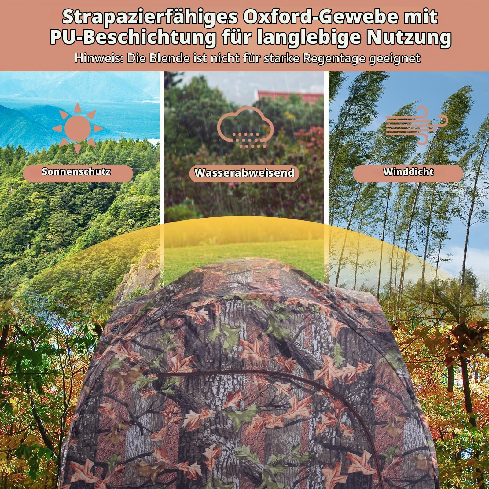 GOPLUS Jagdzelt, Camouflage Tarnzelt für 2-3 Personen, tragbares Pop-up-Zelt mit Tragetasche, Seilen & Erdspießen, Tarnversteck mit 360 Grad Weitsicht für Picknicks, Camping Angeln & Jagd