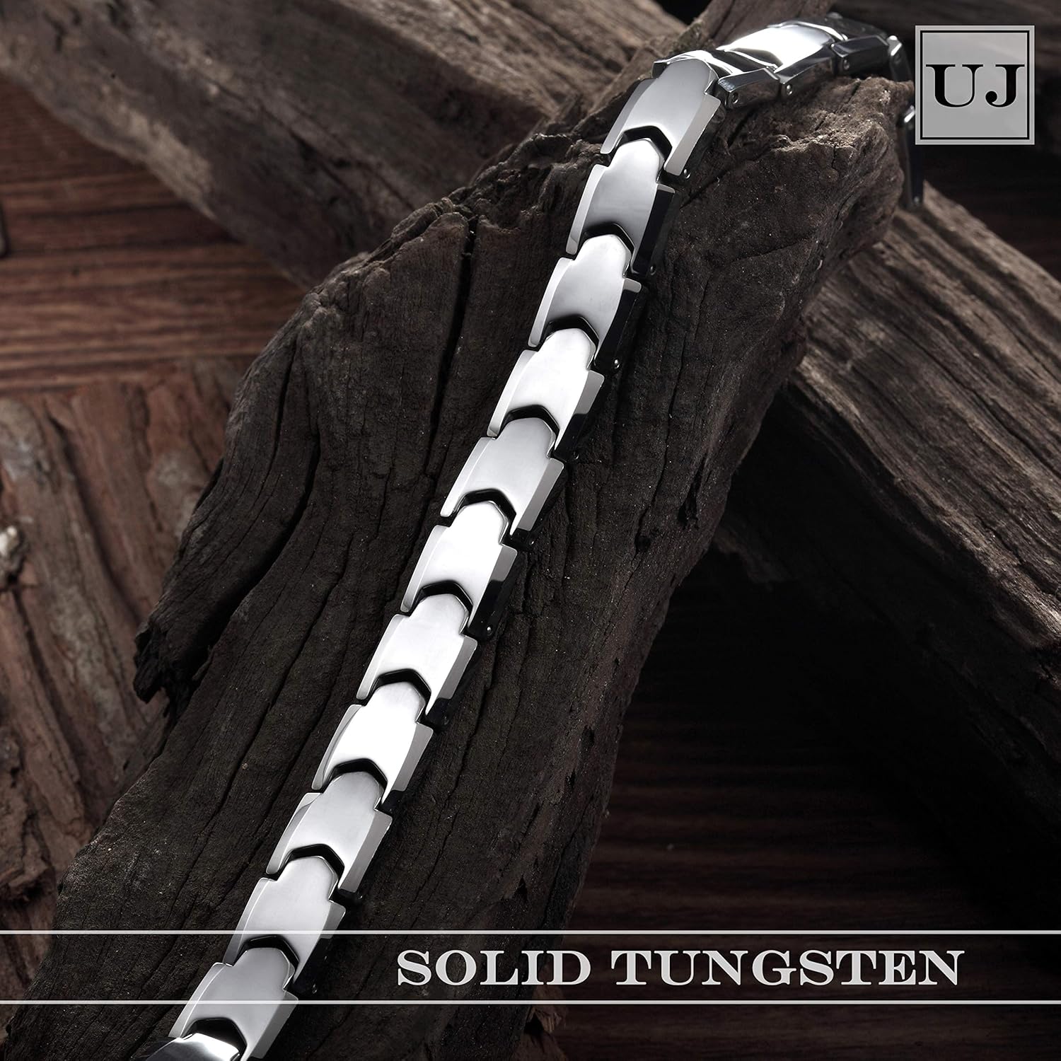 Urban Jewelry Men’s Tungsten Carbide Link Bracelet Collection – 8.3–8.5" Length, 10 mm Heavy Chain, Cross, Track, Box & Wheat Styles, Scratch & Tarnish Resistant, Secure Snap‑Lock, Gift Box - Image 3