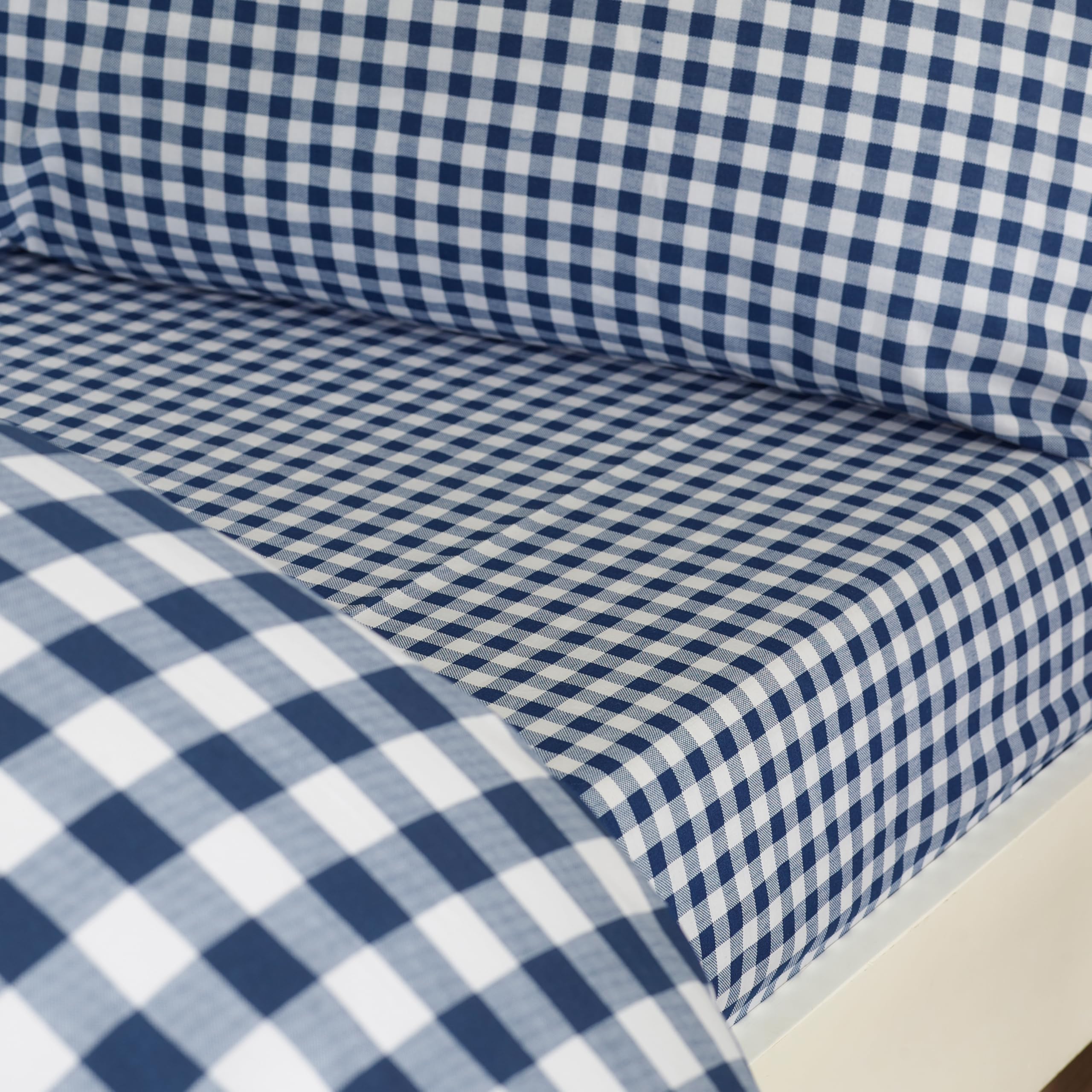 Catherine Lansfield 'Bamford Gingham Check' Fitted Sheet in Navy | Size: King