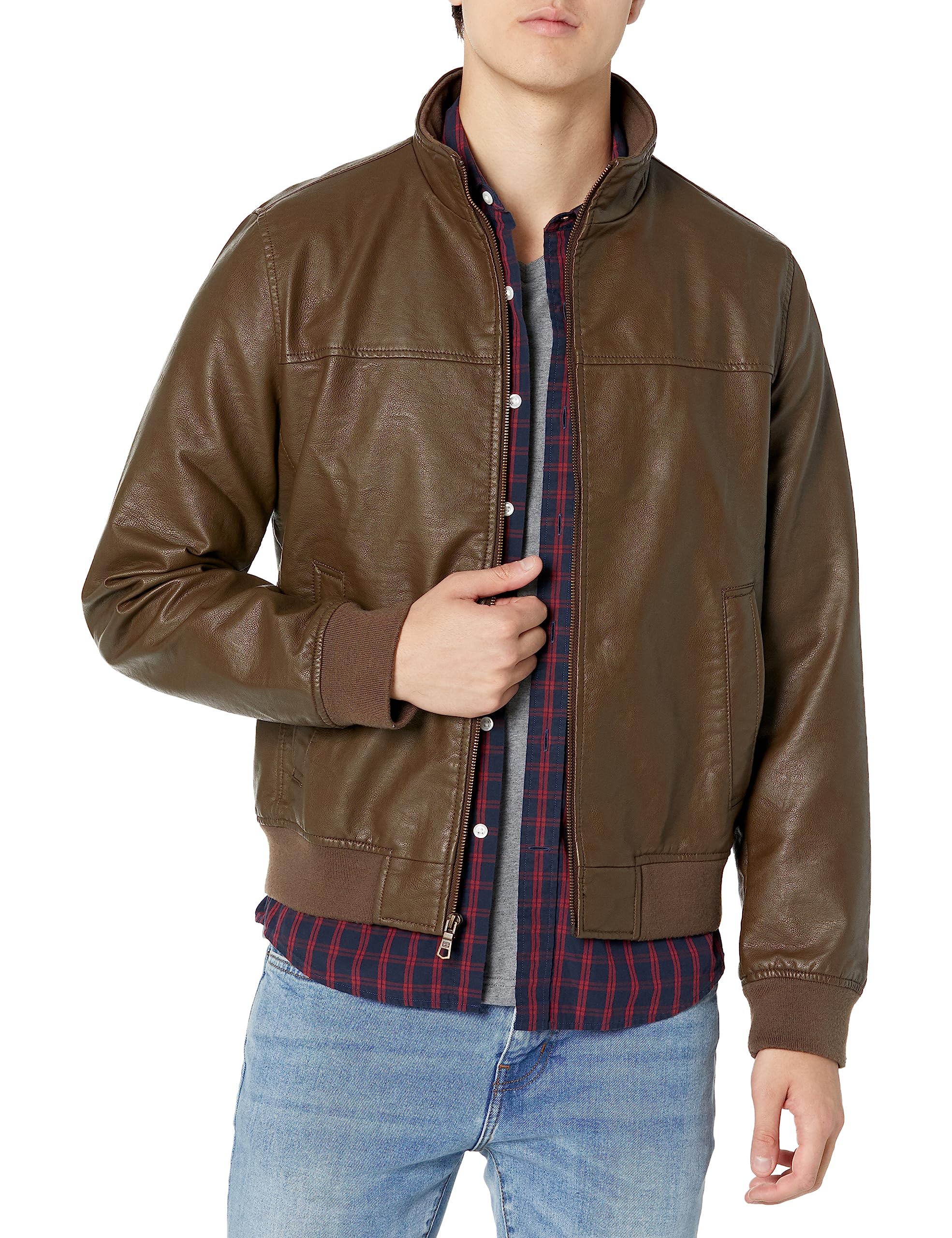 Tommy Hilfiger Adaptive Men's Tommy Hilfiger Men's Smooth Lamb Touch Faux Leather Unfilled Bomber