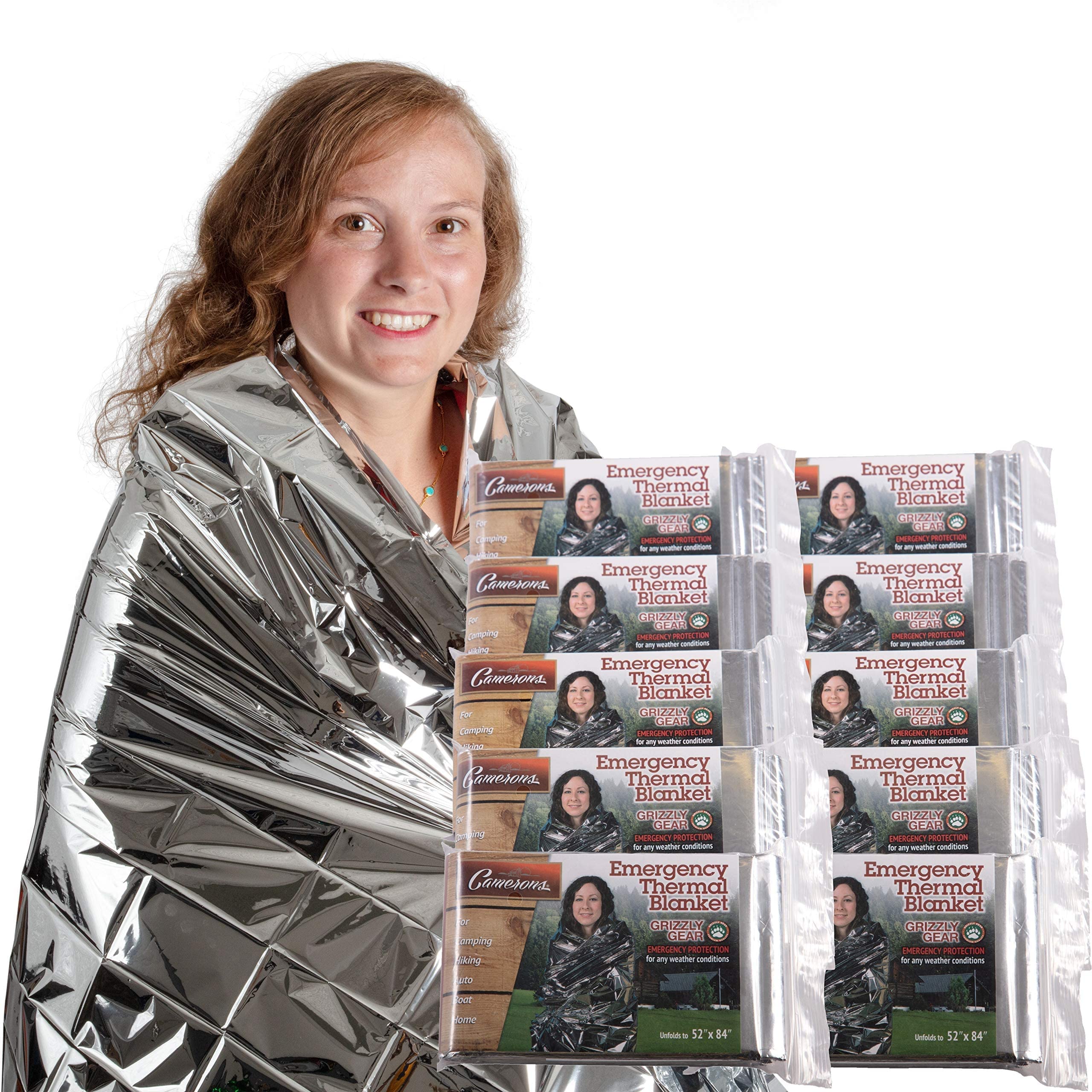 Grizzly GearThermal Emergency Blankets (10 Pieces) - Folding To 52" X 84"
