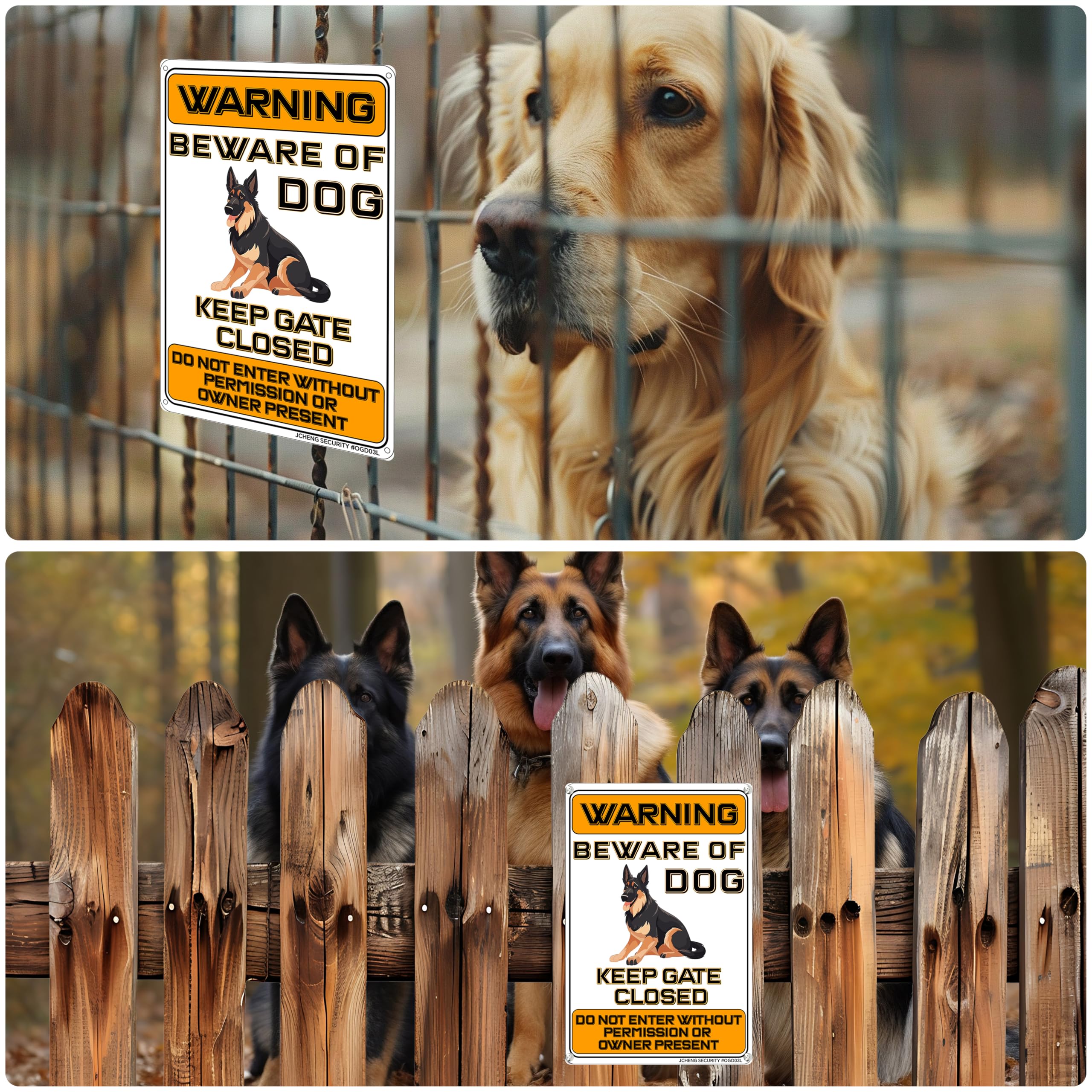 Beware of Dog Signs Aluminum Sign 12x8 Inch 2pack with Mounting Hardware for Home Farm Yard Garden Wall Decor Do Not Enter Keep Out Sign Orange - Image 4