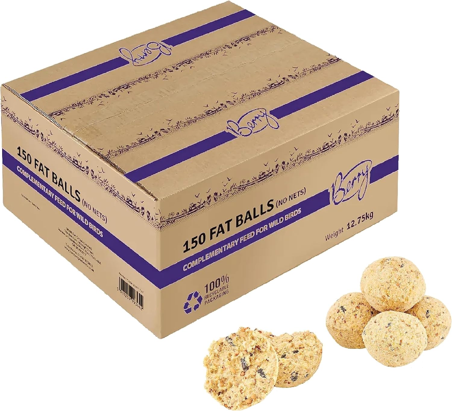 Berry Wild Bird Fat Balls Box of 150 High Energy Complementary Bird