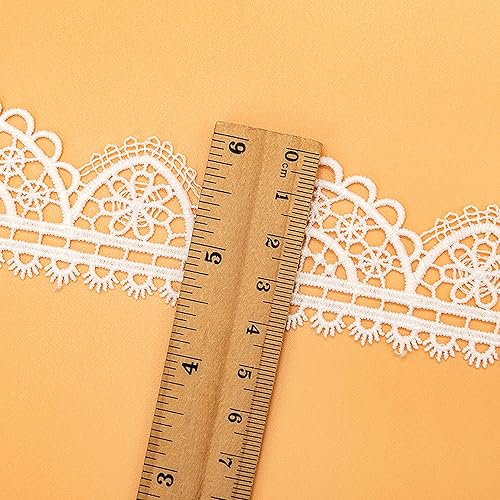 Miniatura 2 de 5 yardas, ribete de encaje blanco bordado, cinta de encaje soluble en agua suave para costura de bricolaje o accesorios de decoración de manualidades