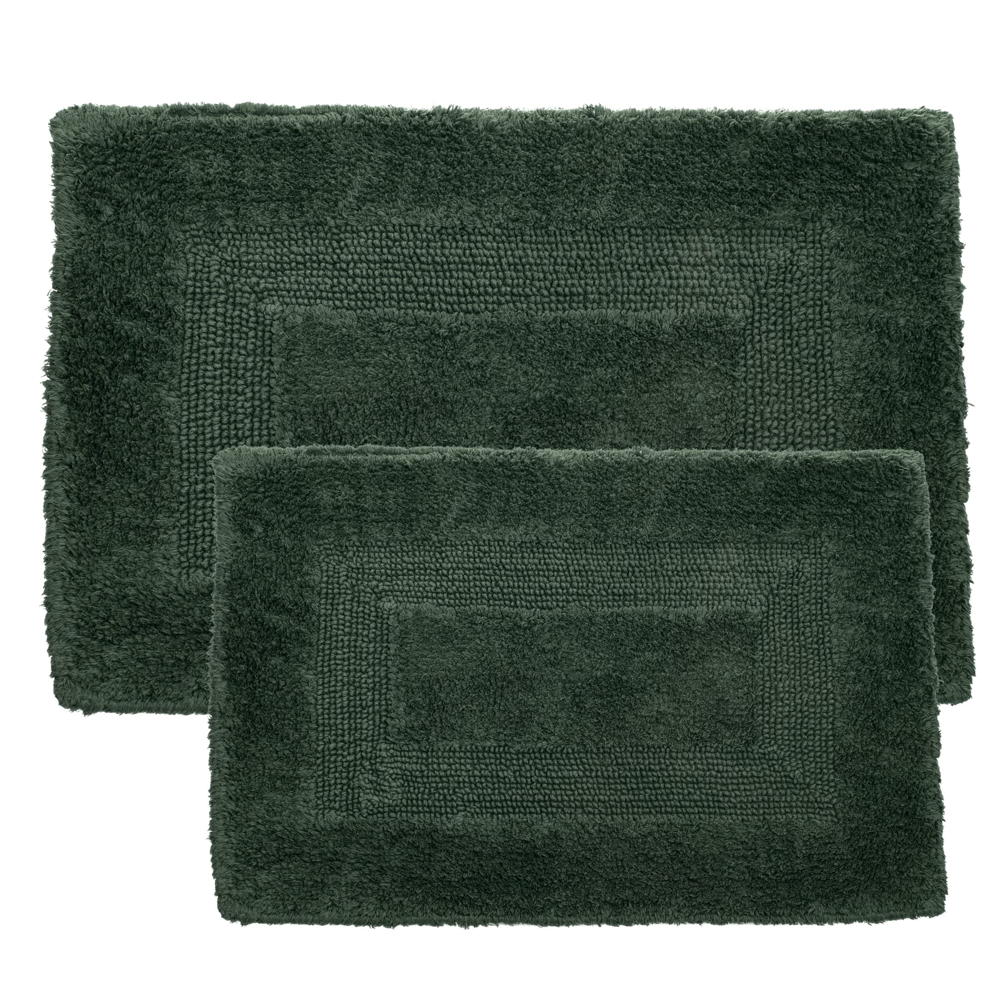 Lavish Home 2-teiliges Badezimmermatten-Set aus Baumwolle, maschinenwaschbar, Badematten für Badezimmer, Küche oder Waschküche (Grün, 56 x 89 cm rechteckig)