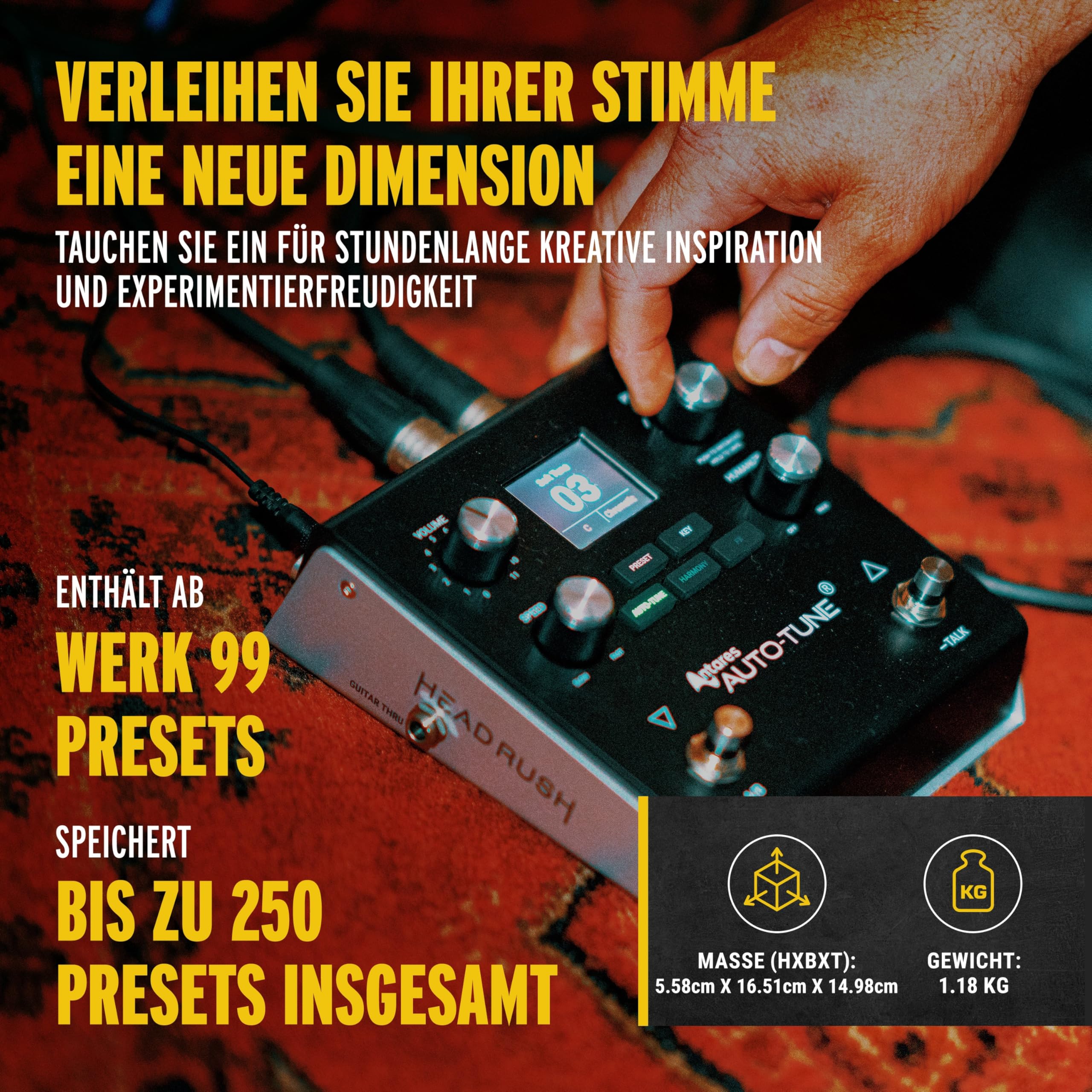 HeadRush VX5 Vocal Effekt Pedal mit Antares AutoTune, Pitch-Korrektur in Echtzeit, Vocal Harmony, Gitarren- und Mikrofoneingang und Audio Interface