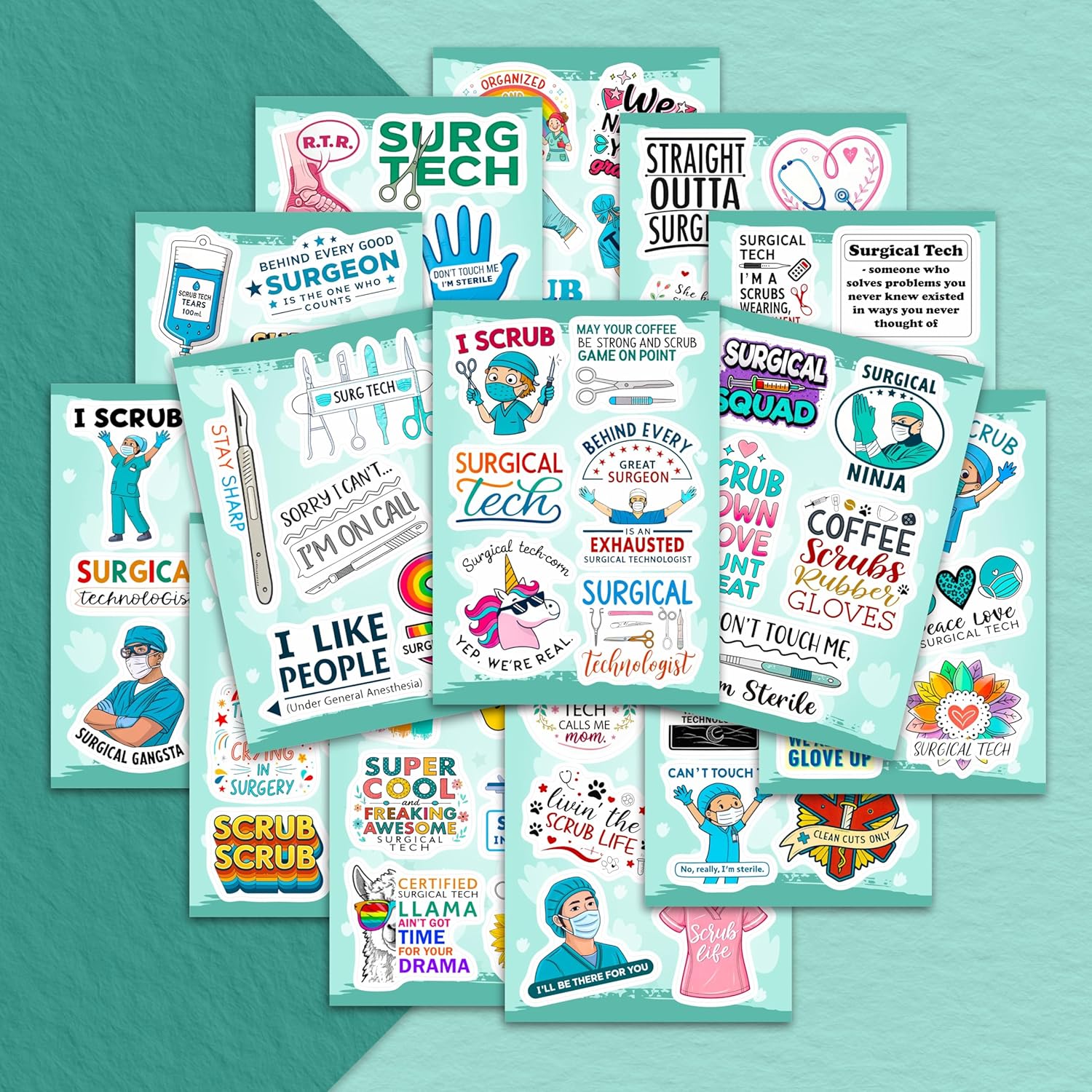 100Pcs Surgical Tech Stickers for Water Bottle, Laptop, Scrub Tech Stickers - Surgical Technologist Gifts Bulk - Gift for Women & Men image 5