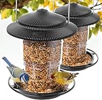 Outdoor Bird Feeder, Retractable Bird Feeder Hanging, Metal Hanger, Rainproof & Leak-Proof, Terracotta, Pack of 2