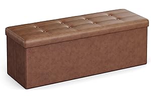 SONGMICS 43" Storage Bench: Foldable Comfort and Ample Storage