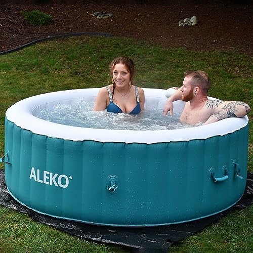 Miniatura 47 de ALEKO Spa inflable para bañera de hidromasaje Burbuja de chorro personal de alta potencia con cubierta ajustable y 3 cartuchos de filtro 265