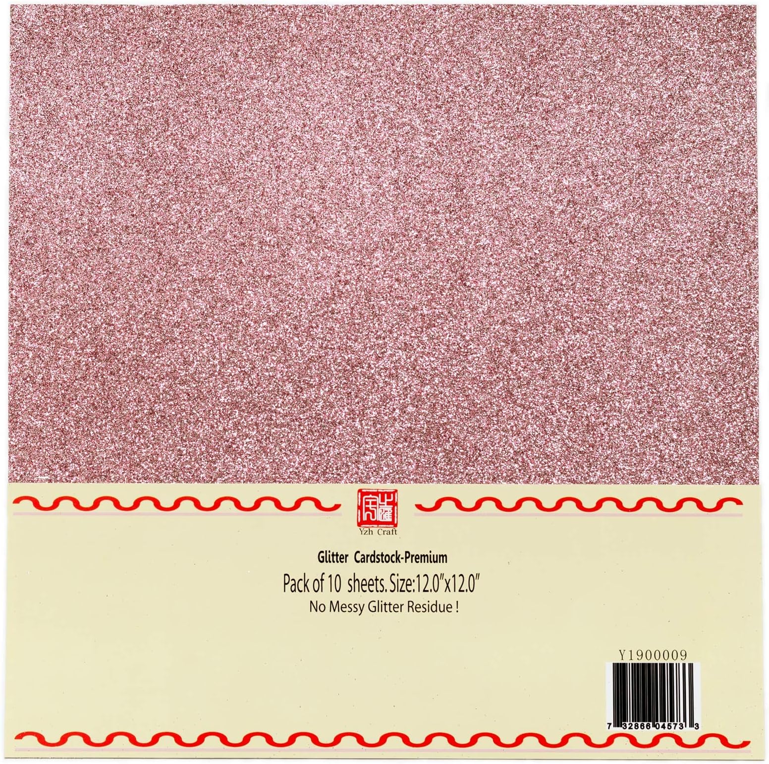 YZH Crafts Glitter Cardstock Paper, No-Shed Shimmer Glitter Papers, Cut Craft and DIY Projects Card stock, Sparkly Paper for Card Making, 12 x 12 Inch, 10 Sheets, 250 GSM (Pink)