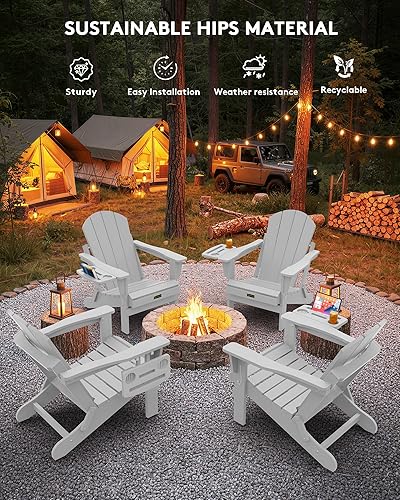 Miniatura 141 de SERWALL - Silla plegable Adirondack para patio, jardín, exterior, resistente a la intemperie, sillas para hoguera, color naranja