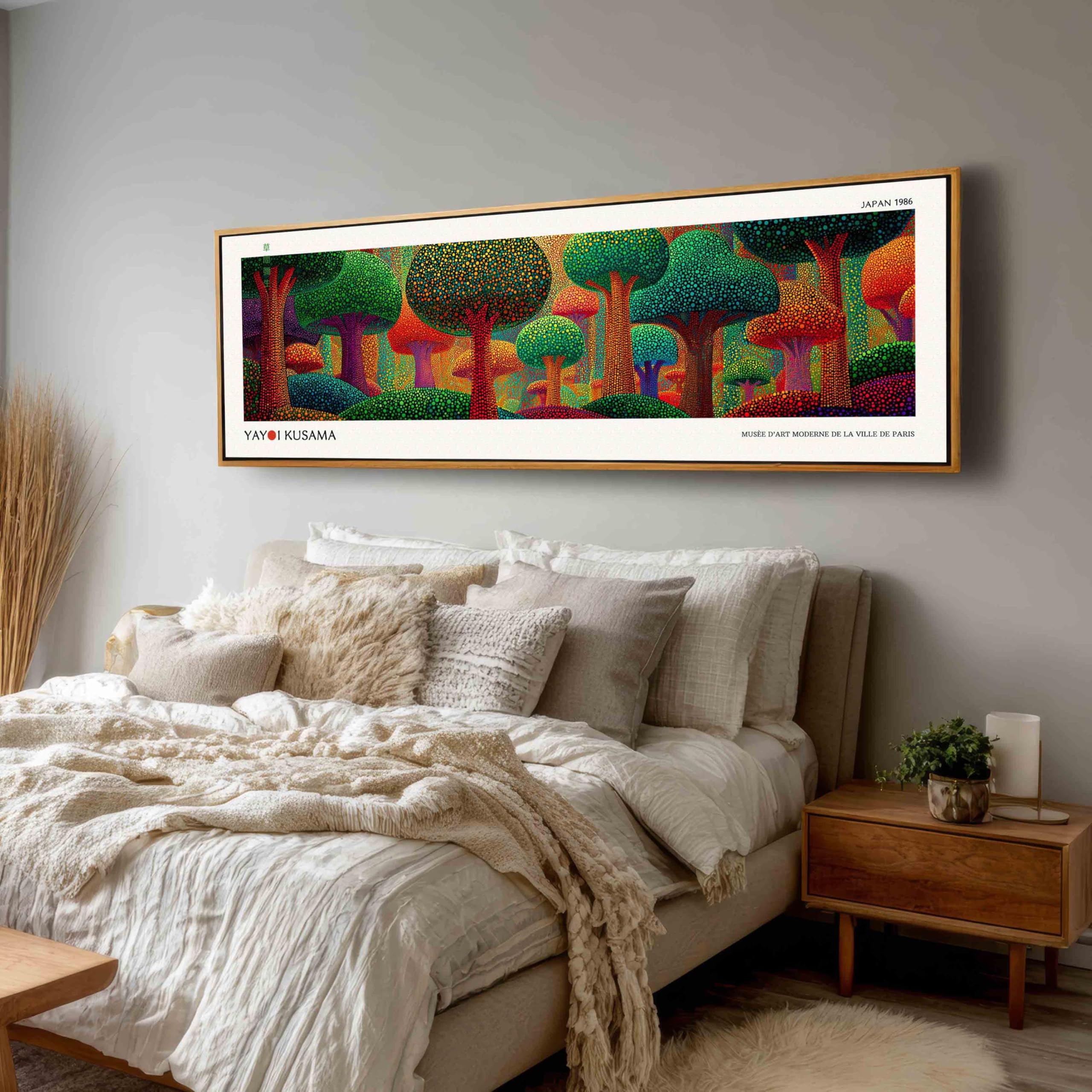 LMYCHENG Yayoi Kusama Wall Art, Mid-Century Home Decor Posters, Long Horizontal Canvas Print for Living Room, Home Decor(65x195cm/Frameless)