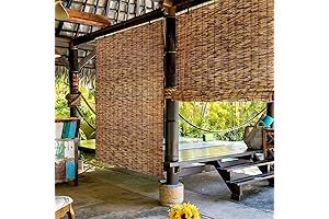 Persianas de bambú enrollables para exteriores y cortinas retro de junco de 2 unidades