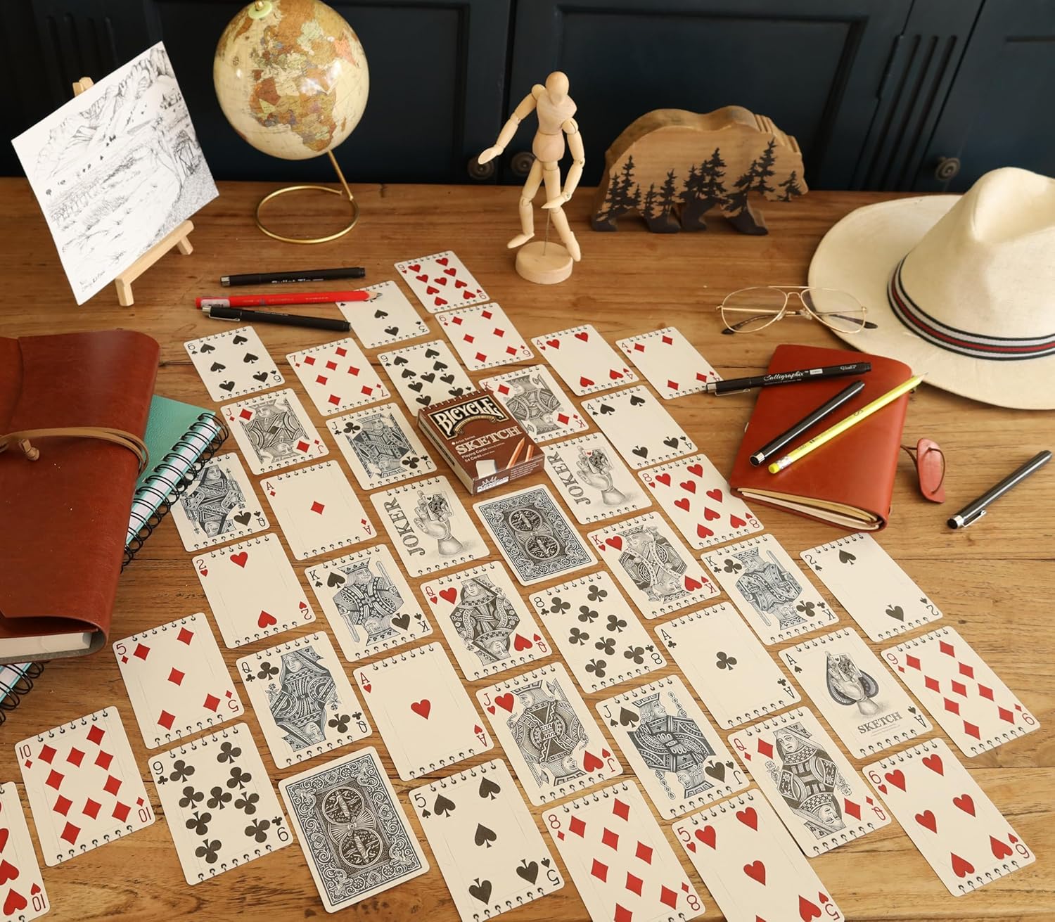 Sketch & Draft Bicycle Artist Series Playing Cards, Limited Edition Set in Sketch Pad and Blueprint Tuck Box Designs