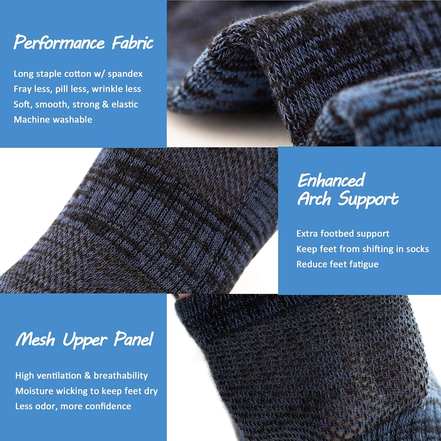 UI U&I SOCKS Men's Performance Cushion Cotton Low Cut Ankle Athletic Socks (6-Pack/12-Pack) - Image 4