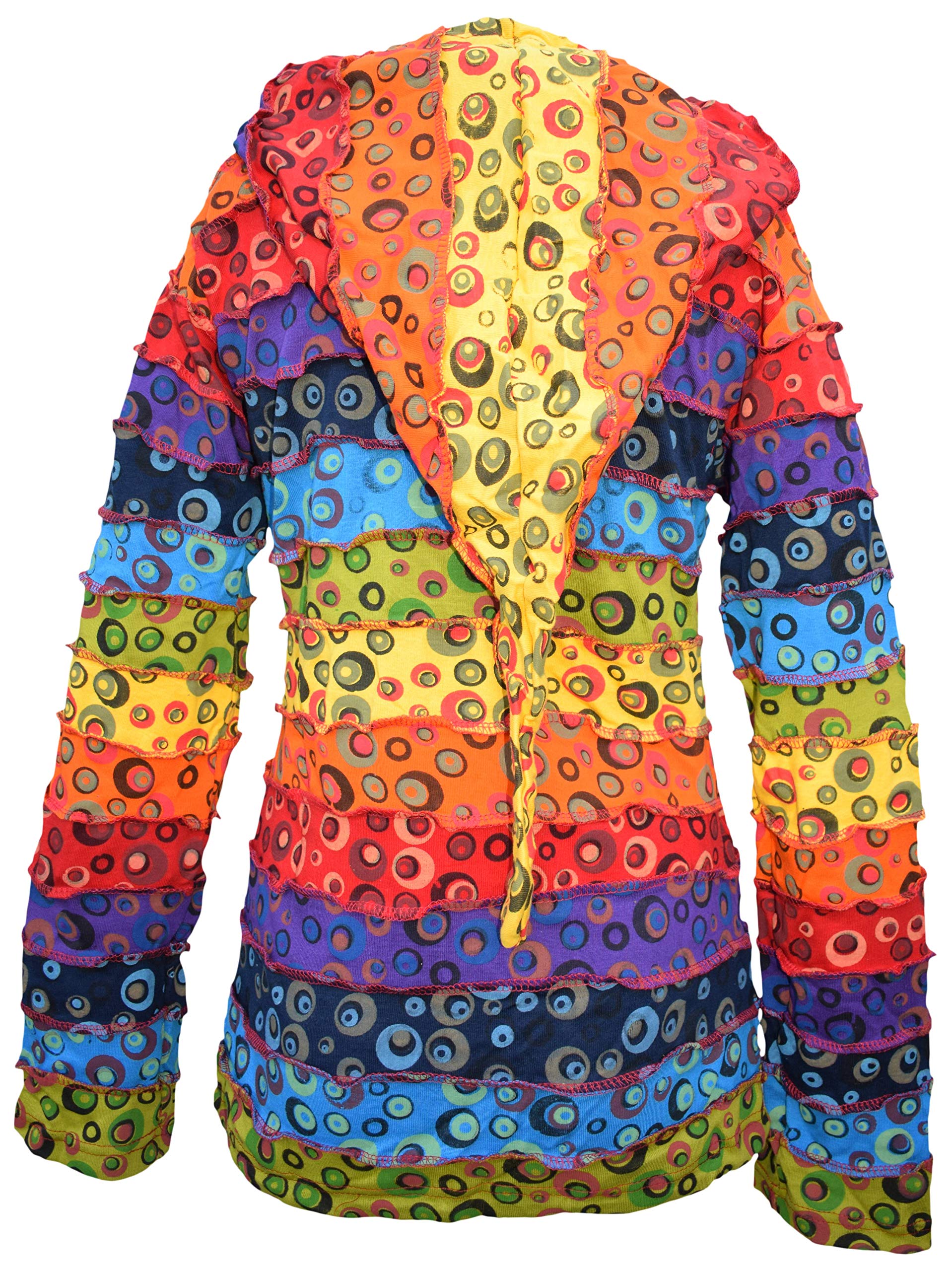 Gheri da Donna Stampa Bolla Psichedelico Arcobaleno A Strisce Colorato Rave Felpa con Cappuccio