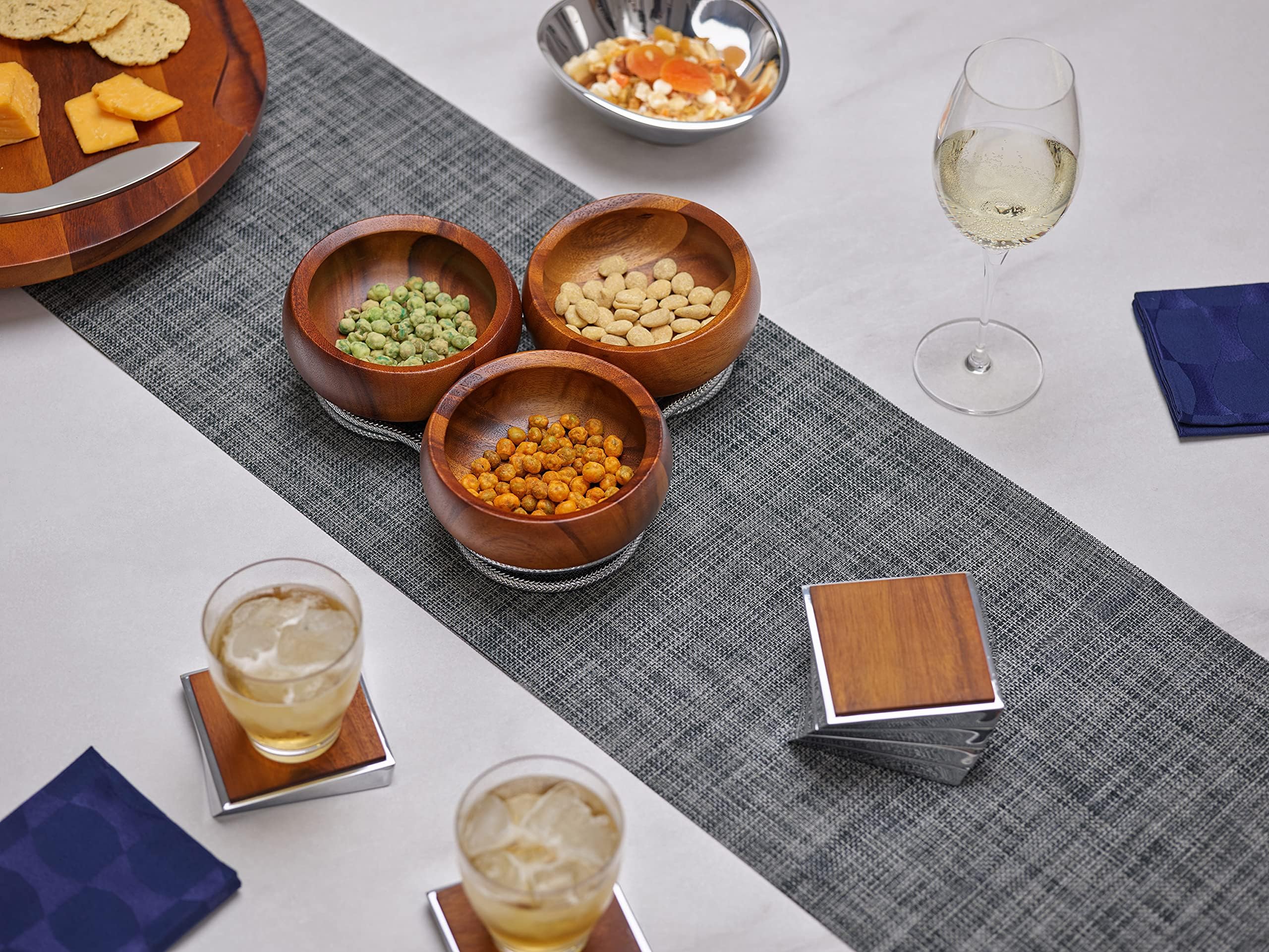 Amazon.com | nambe Twist Coaster 6-Piece Set | Wooden Drinks