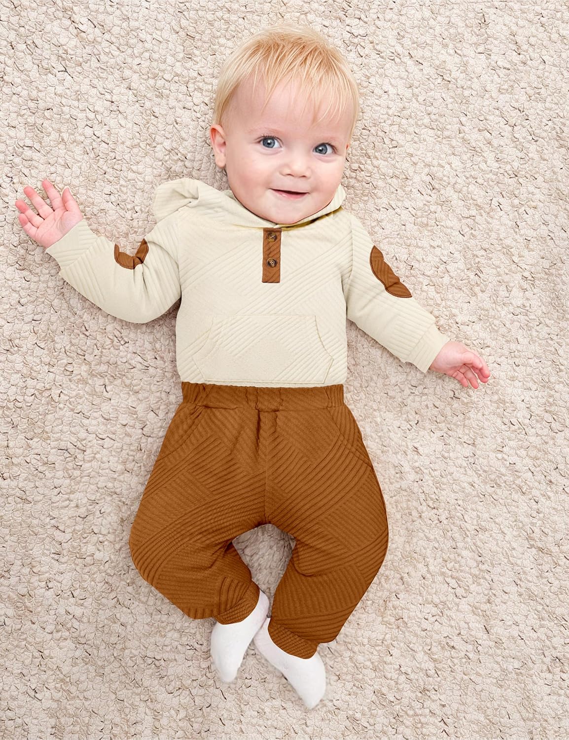 Fommy Baby Boy Clothes Colorblocked Long Sleeve Hoodie + Long Pants 2PCS Fall Winter Outfits Set - Image 4