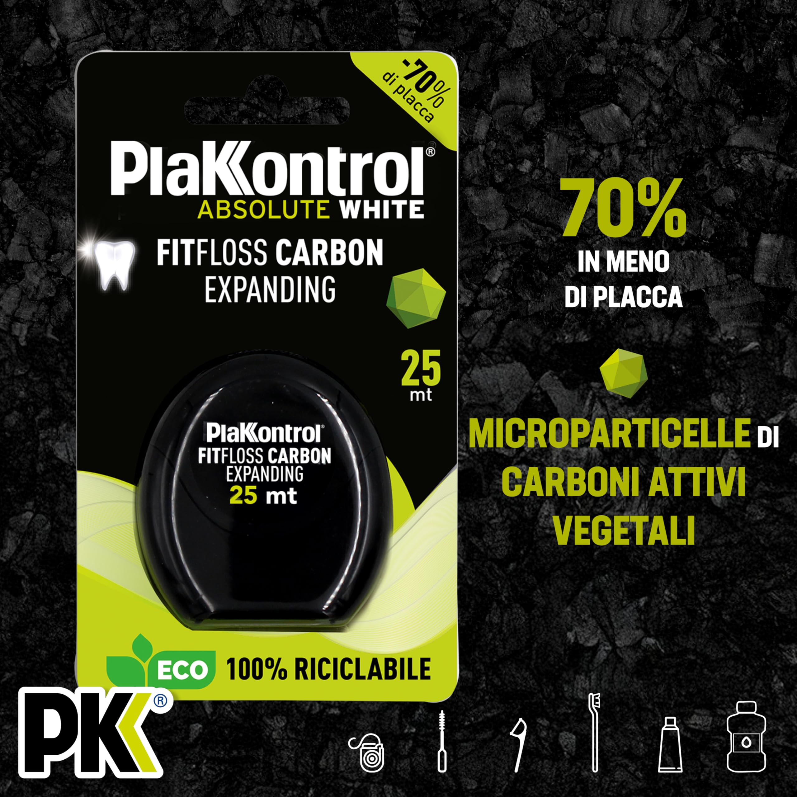 Plakkontrol Fitfloss Carbon Expanding Nić Dentystyczna, 25 m