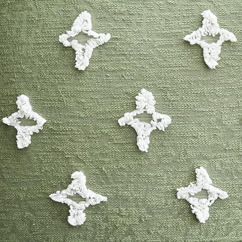 Miniatura 5 de ANRODUO Paquete de 2 fundas de almohada decorativas de estilo bohemio verde salvia con jacquard rómbico copetudo para decoración de habitación,