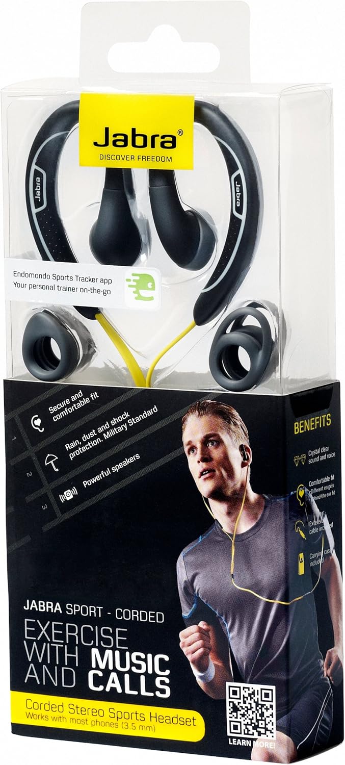 Jabra SPORT corded Stereo Sports Headset - Earset - Retail Packaging - Yellow