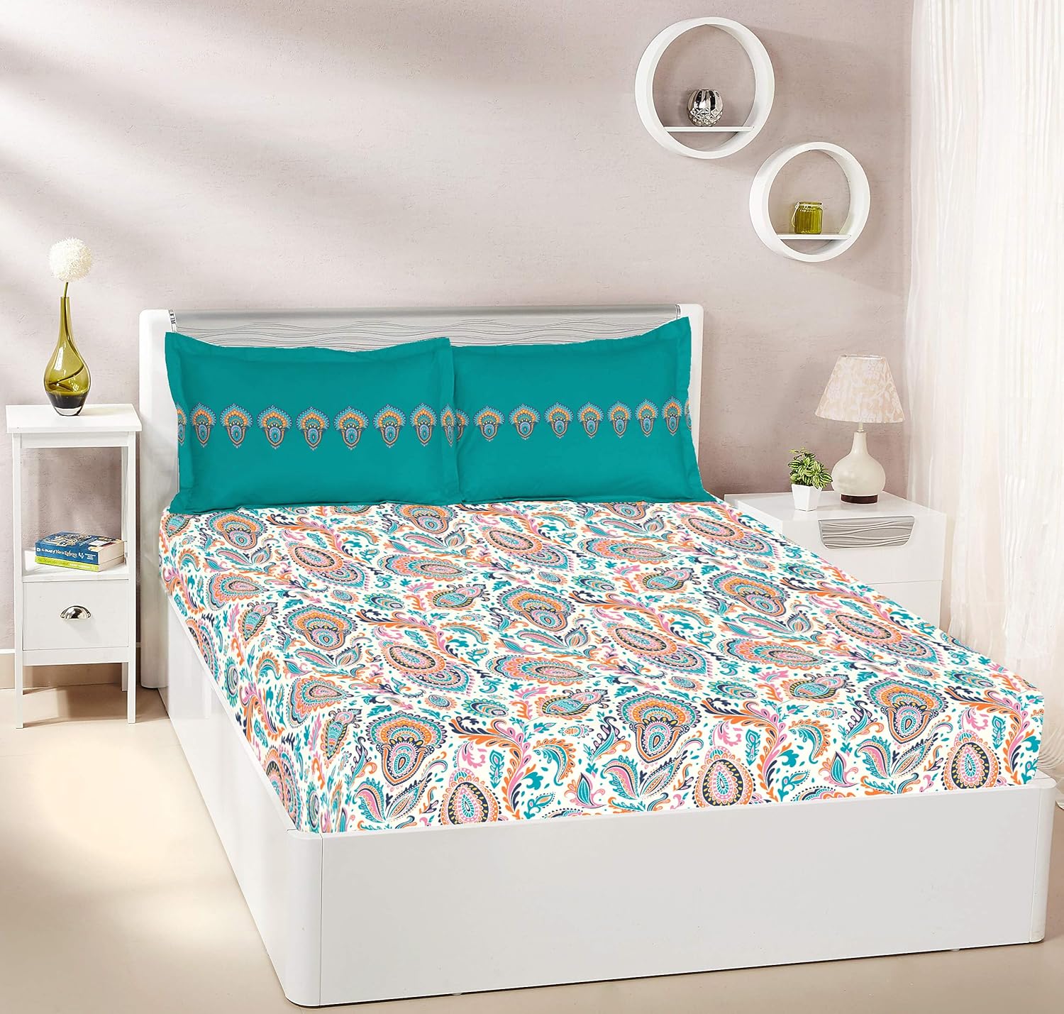 Amazon Brand Solimo Gentle Slumber 140 TC 100 Cotton Double Bedsheet