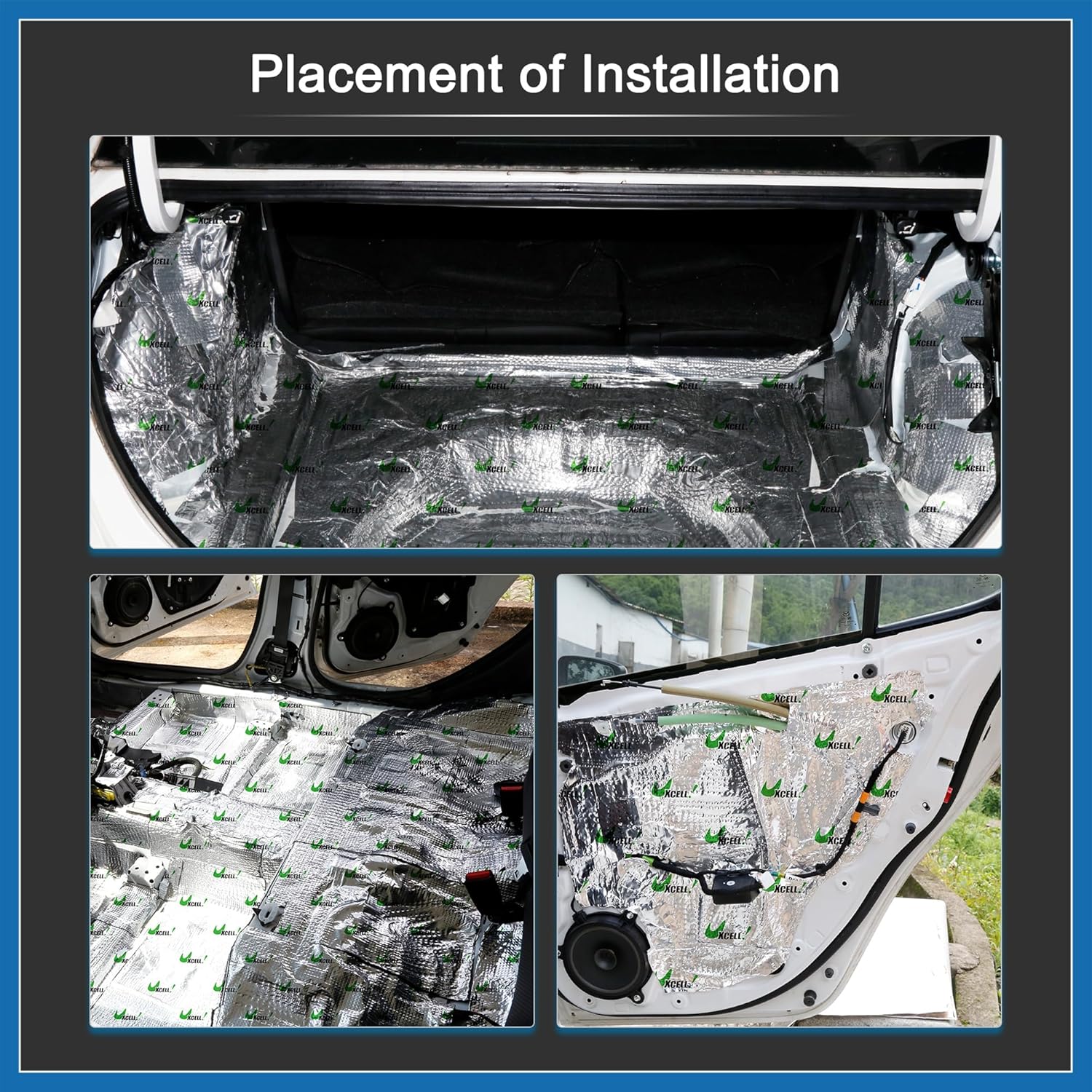 10pcs 80mil 25sqft Car Sound Deadener Heat Insulation Mat Butyl Pad Damping Self Adhesive Deadening Material Door Roof Floor Automobile Sound Barrier Item Replacement